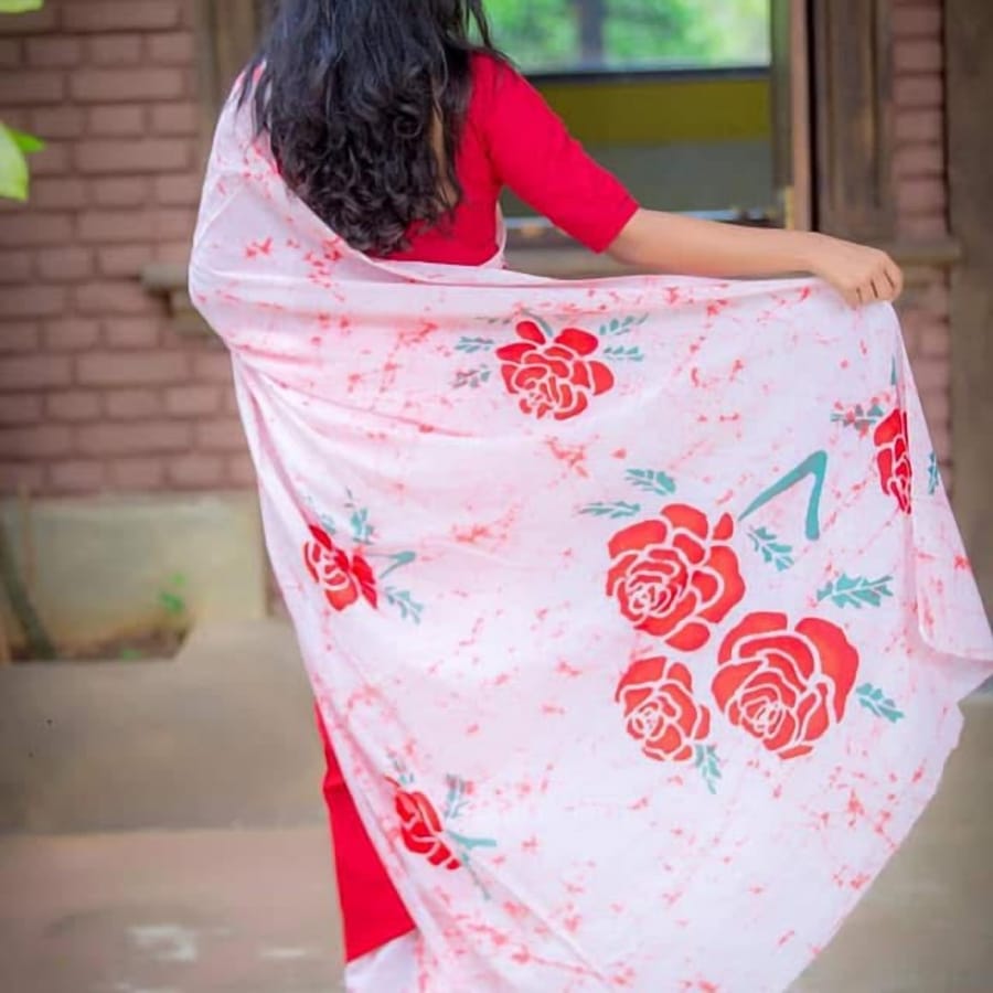 Batik Saree 05, handmade Sri Lankan batik saree, KB-005