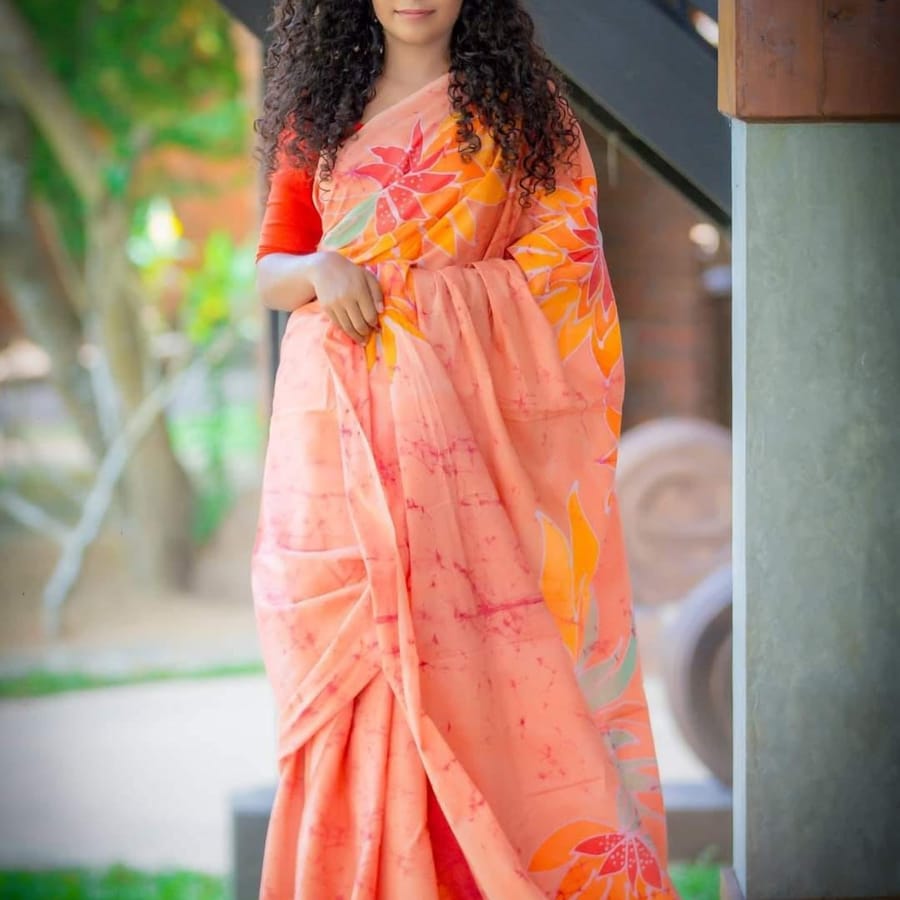 Batik Saree 07, handmade Sri Lankan batik saree, KB-007