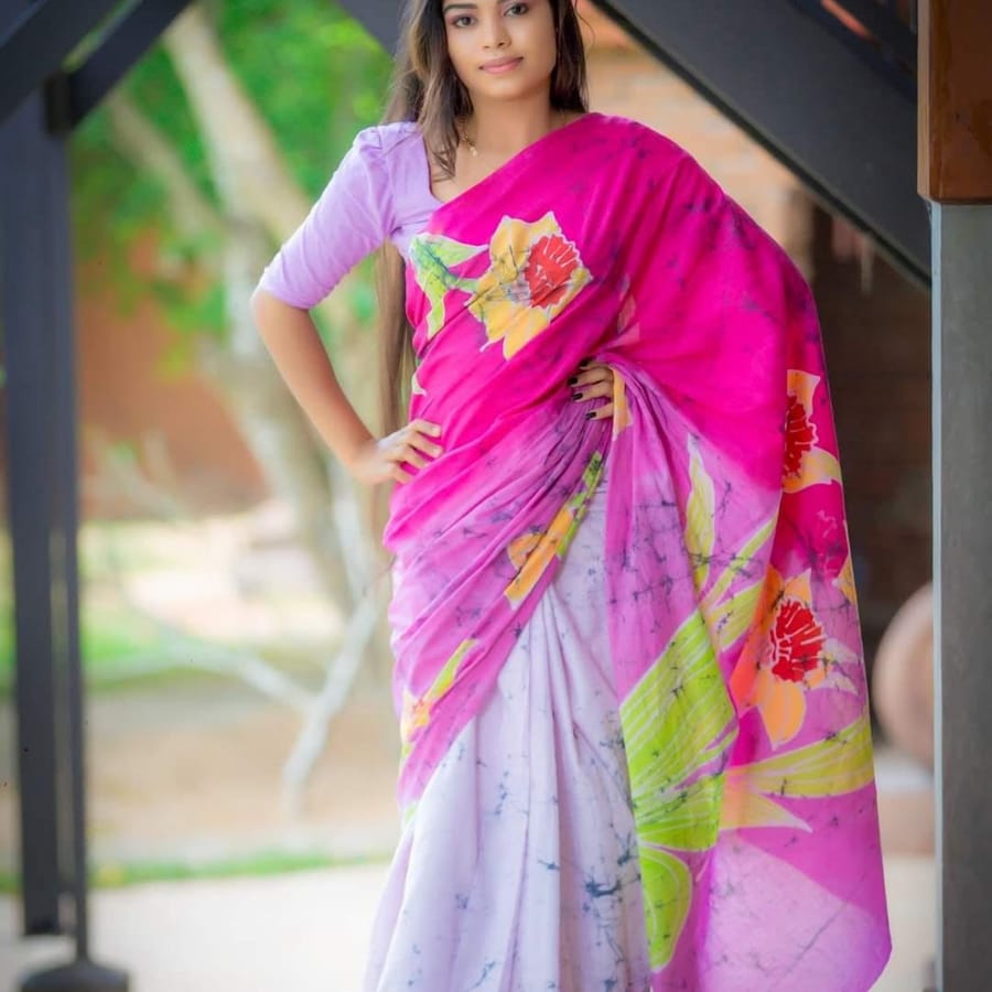 Batik Saree 09, handmade Sri Lankan batik saree, KB-009