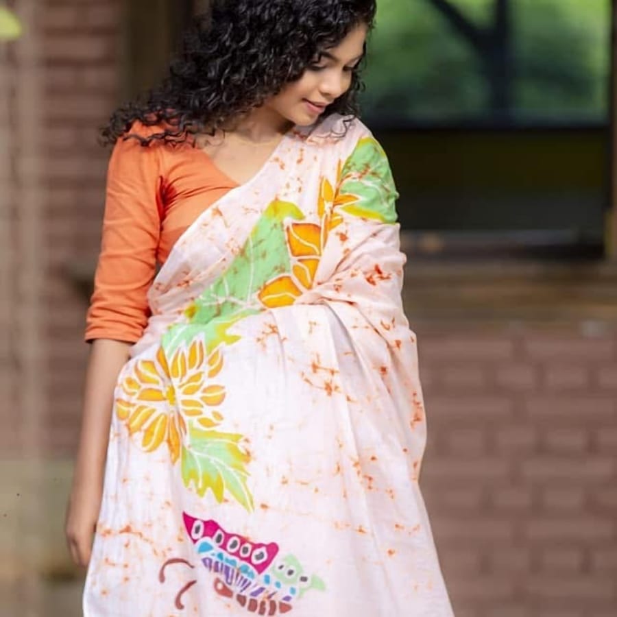 Batik Saree 12, handmade Sri Lankan batik saree, KB-012