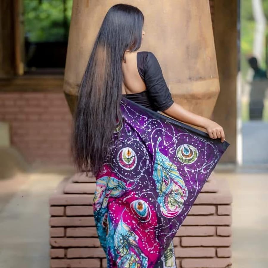 Batik Saree 17, handmade Sri Lankan batik saree, KB-017