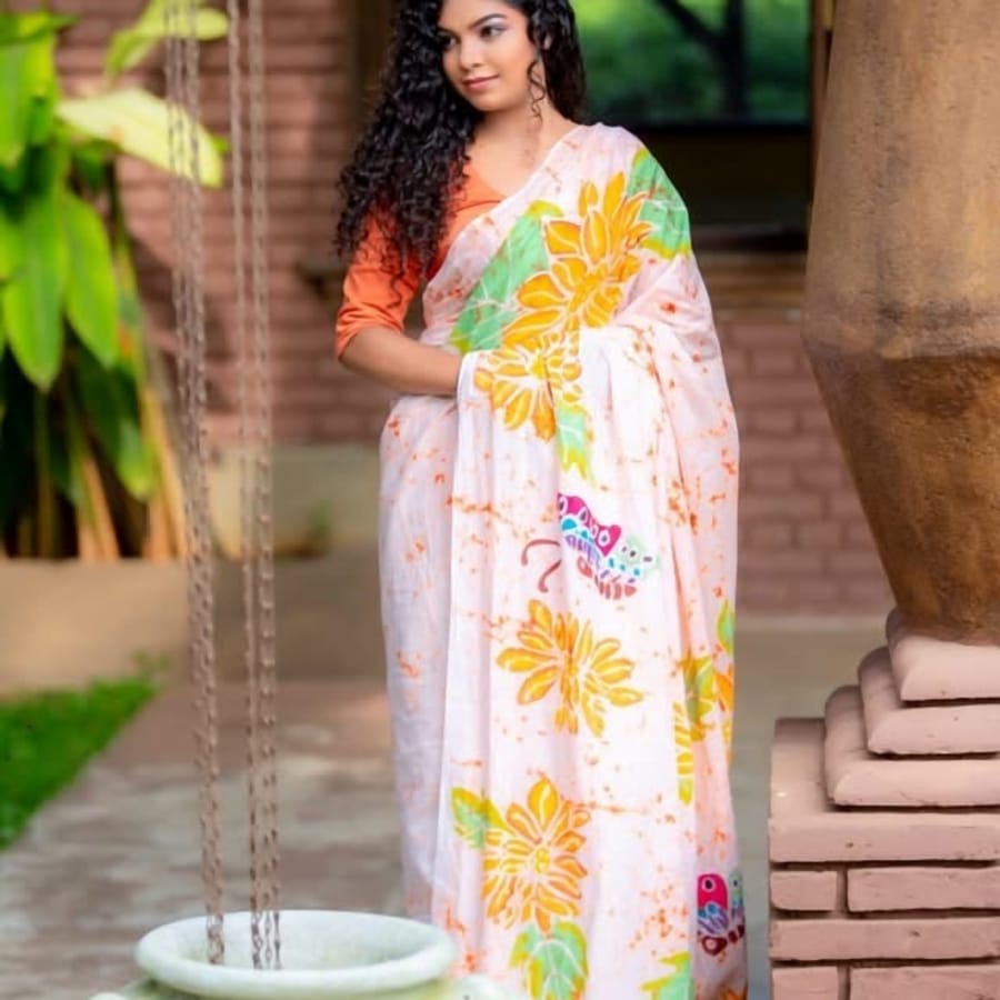 Batik Saree 19, handmade Sri Lankan batik saree, KB-024